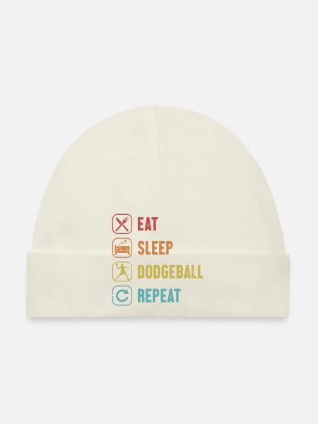 Eat Sleep Dodgeball Repeat Game Prisonball Team - Organic Baby Cap - white - Front