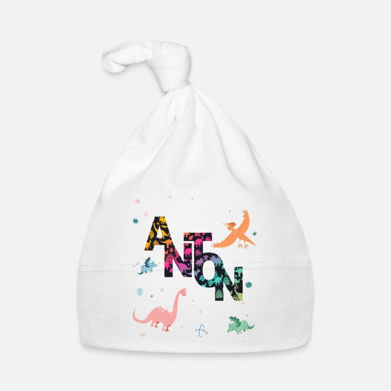 ANTON - Beautiful boy name with dinosaur Organic Baby Cap