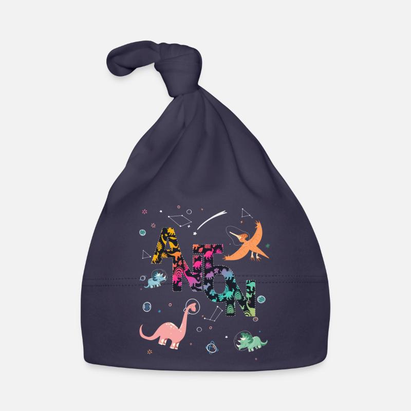 ANTON - Beautiful boy name with dinosaur Organic Baby Cap