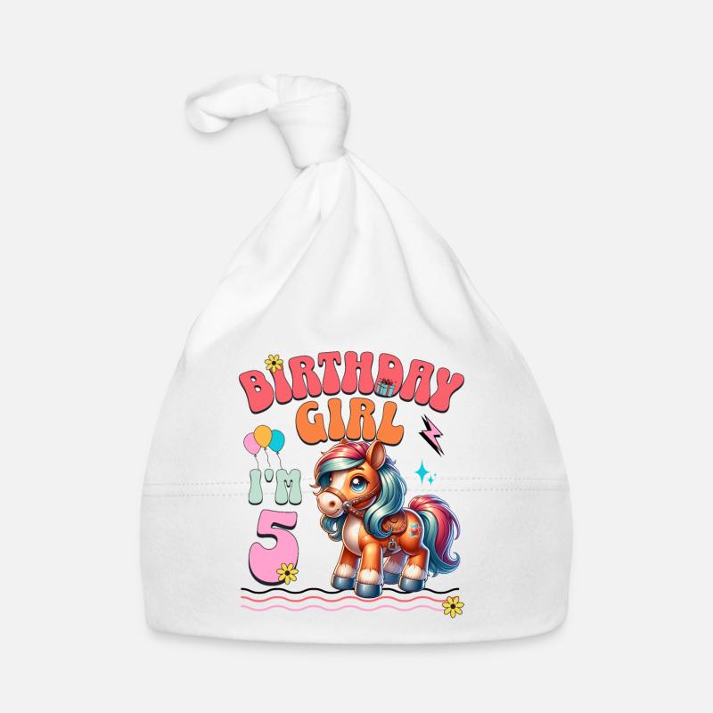 5. Geburtstag Mädchen Pferd Reiten Baby Bio-Mütze