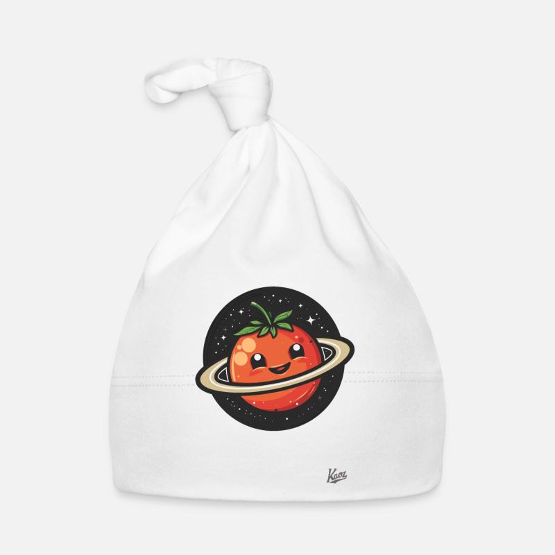 Happy tomato planet in space Organic Baby Cap