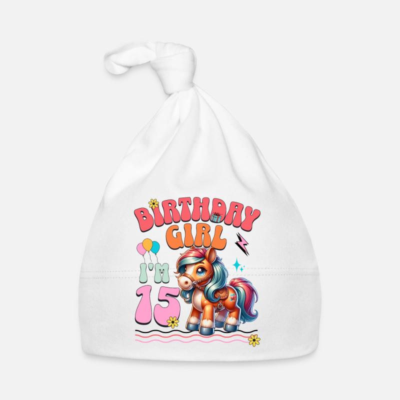 15. Geburtstag Mädchen Pferd Reiten Baby Bio-Mütze