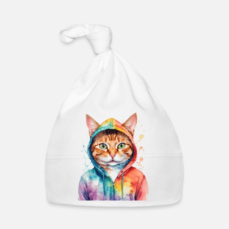 Chat Sweat à capuche Coloré Drôle Animal Design Imprimer Bonnet bio Bébé