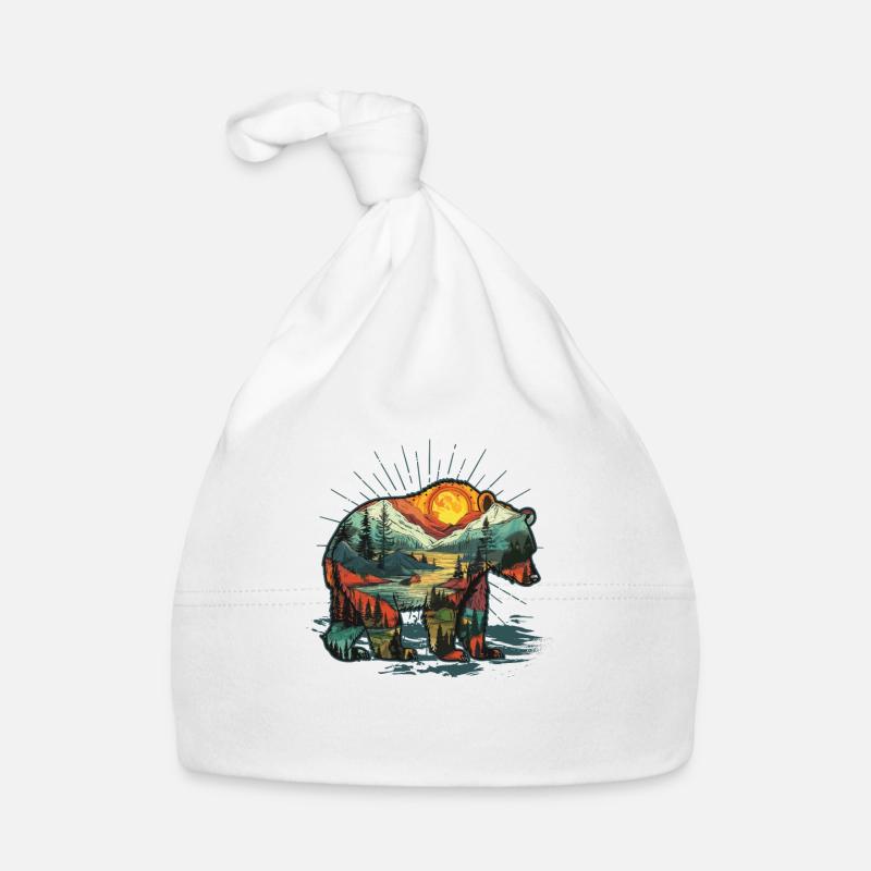 Wilderness Inside the Bear Retro Vintage Organic Baby Cap