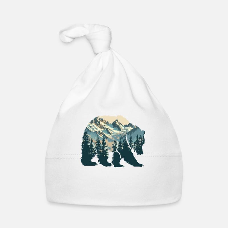 Wilderness Inside the Bear Retro Vintage Organic Baby Cap