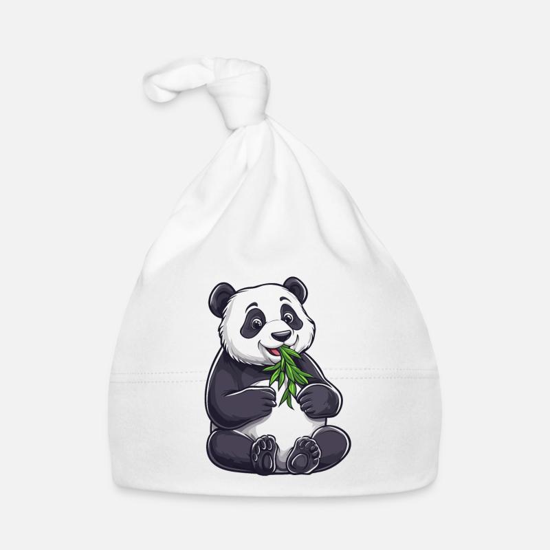 Ours panda avec bambou Bonnet bio Bébé