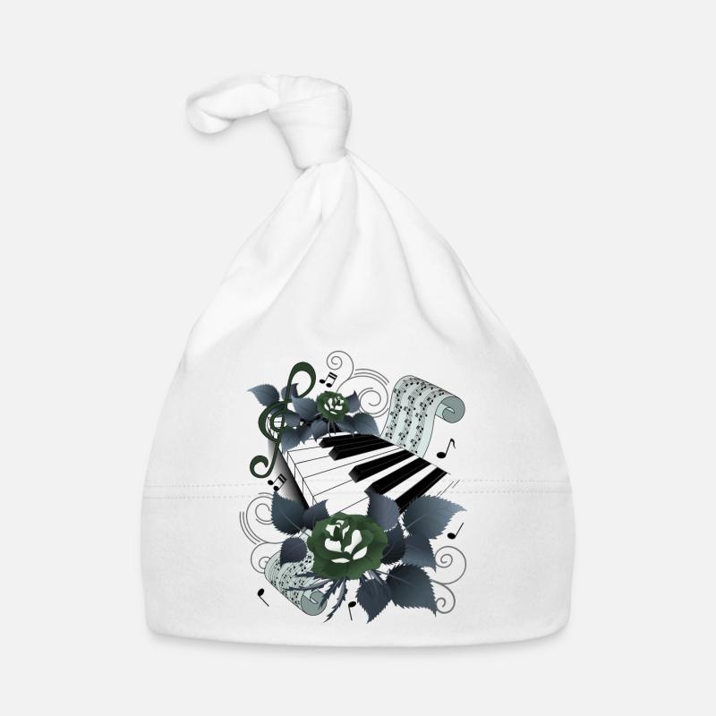 Piano à roses gris-bleu Bonnet bio Bébé