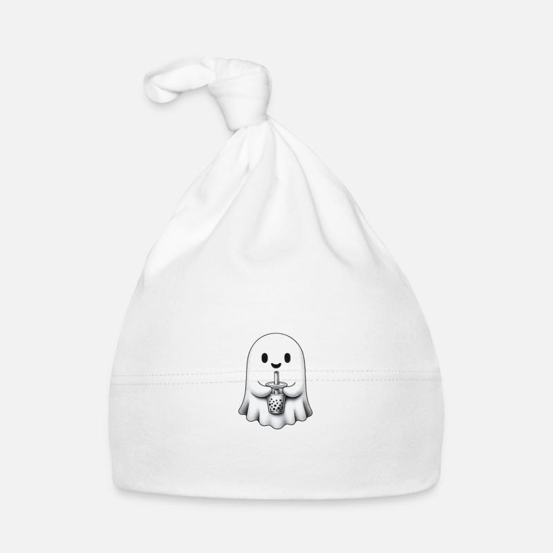 Cute Ghost Bubble Tea Organic Baby Cap
