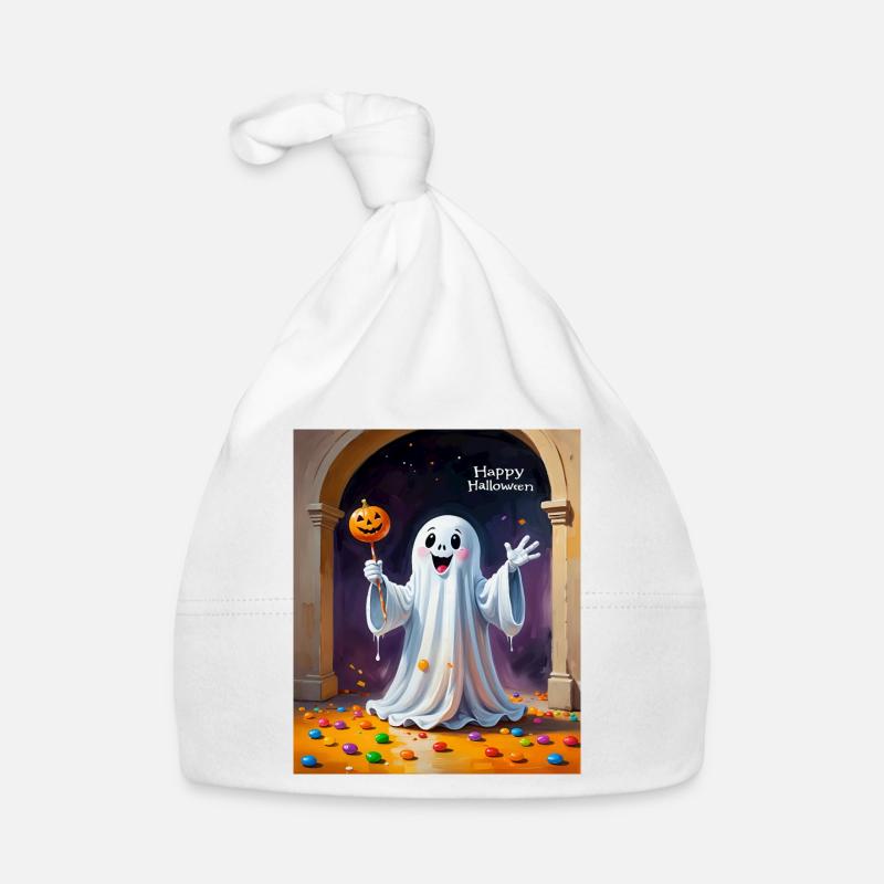 Fantôme joyeux avec citrouille Bonnet bio Bébé