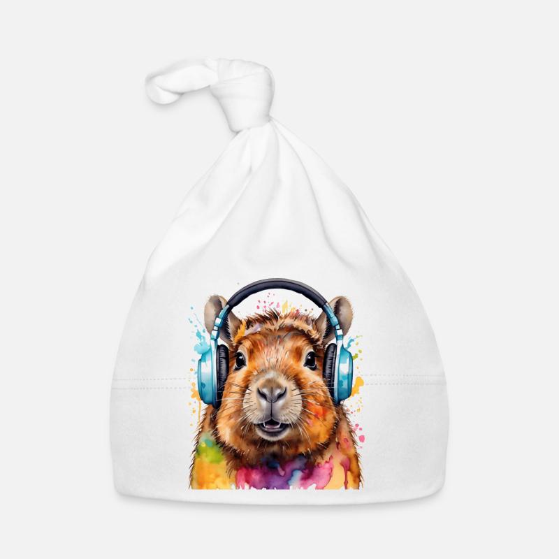 Capybara Kopfhörer Capy Bunt Tier Design Print Baby Bio-Mütze