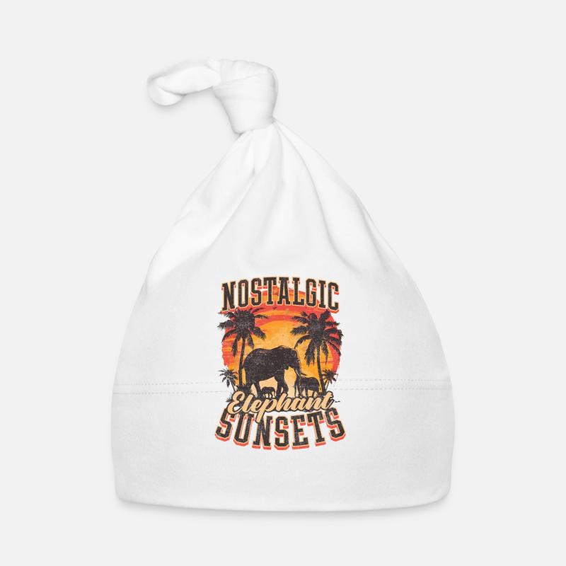 Elefant Nostalgisch Elefant Sonnenuntergänge Baby Bio-Mütze