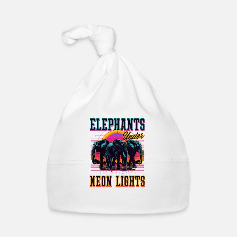 Elephant Elephants Under Neon Lights Organic Baby Cap