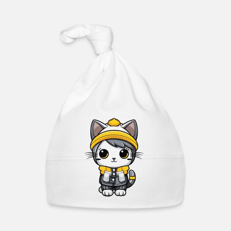 Chat Hiver Bande Dessinée Mignon Bonnet bio Bébé