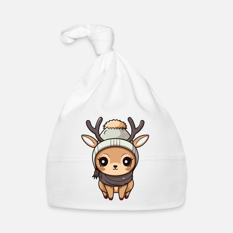 cerf Hiver Bande dessinée Mignon Bonnet bio Bébé