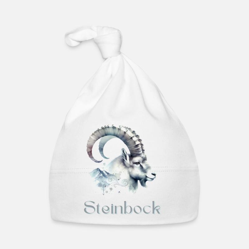 Elegantes Steinbock Sternzeichen Aquarell Geschenk Baby Bio-Mütze