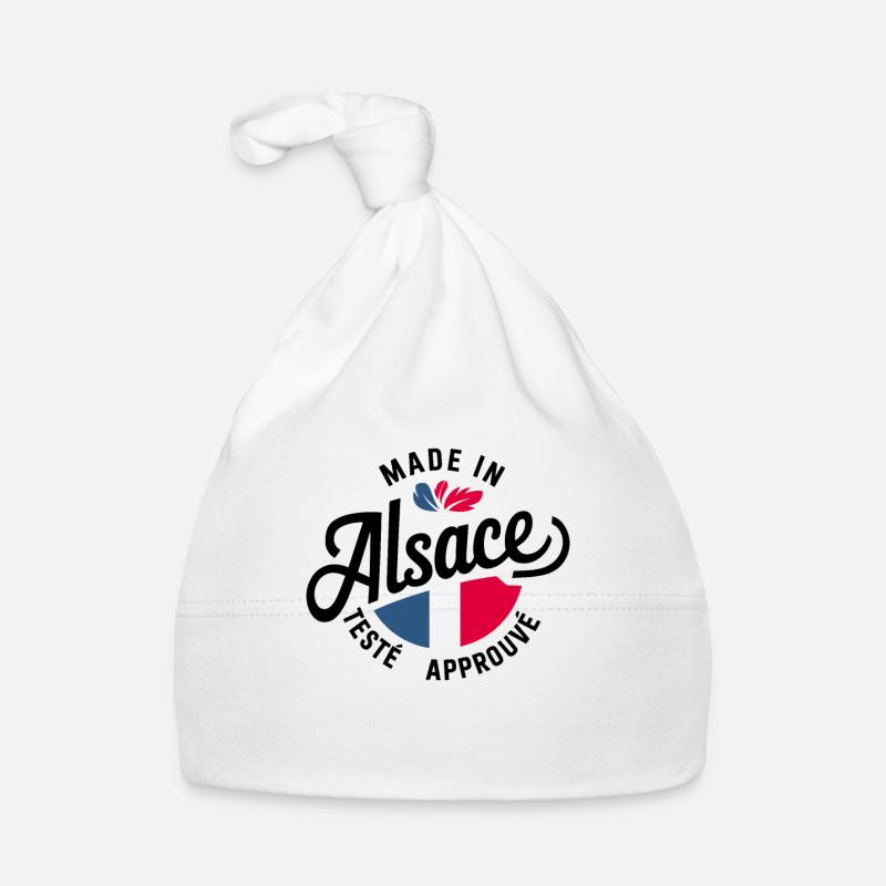 Made In Alsace Testé Approuvé Alsacien Alsacienne - Bonnet bio Bébé - blanc