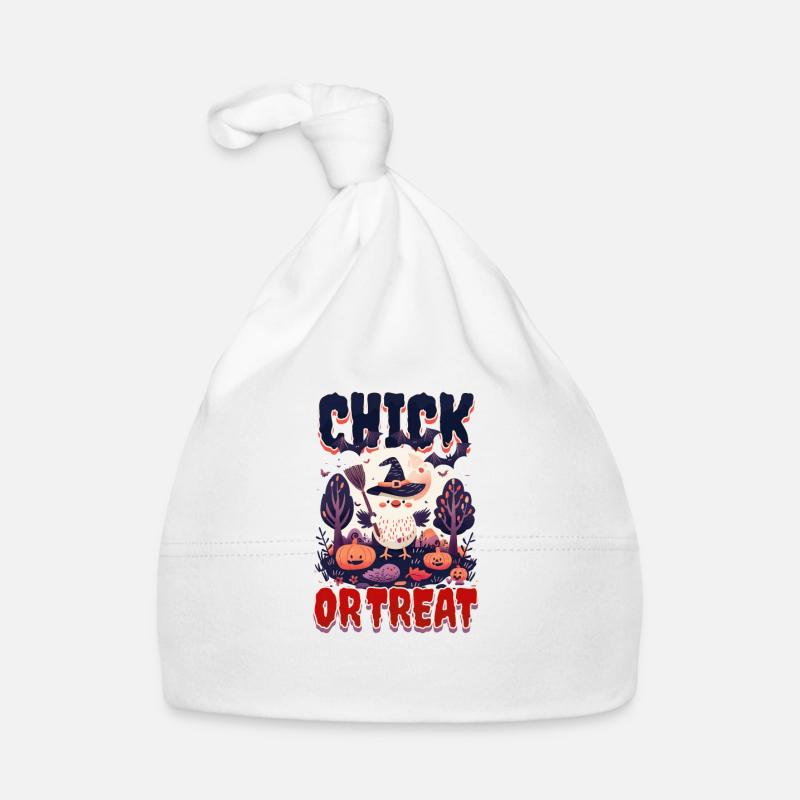 Halloween Huhn Küken oder Leckerli - Baby Bio-Mütze - Weiß
