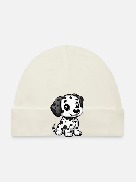 Dalmatien Chien Bande Dessinée Mignon - Bonnet bio Bébé - blanc - Devant