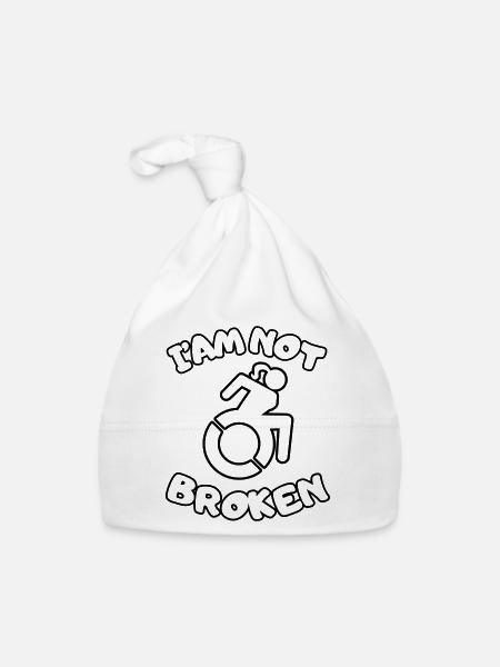 Je suis en fauteuil roulant mais je ne suis pas brisé # - Bonnet bio Bébé - blanc - Devant