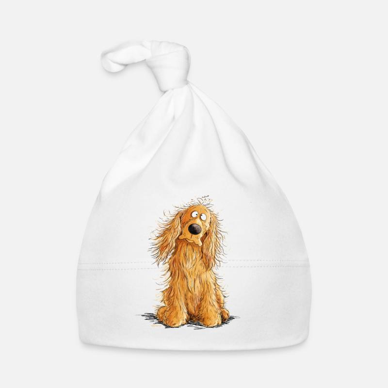 Happy Cocker Spaniel - Baby Bio-Mütze - Weiß