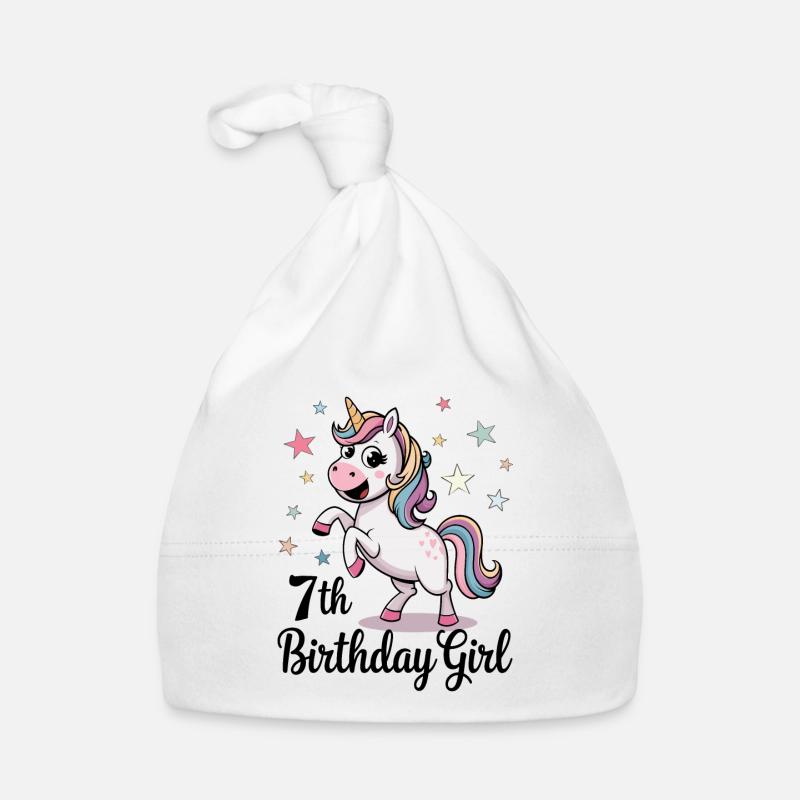 Einhorn 7. Geburtstag Mädchen Baby Bio-Mütze