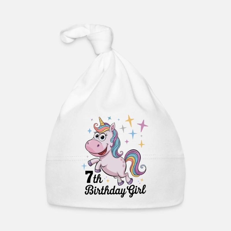 Einhorn 7. Geburtstag Mädchen Baby Bio-Mütze