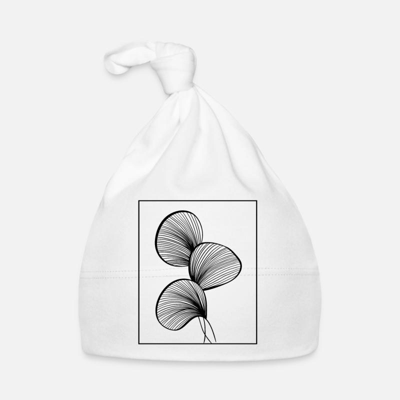 Minimalist Abstract Leaf Line Art – Elegant Design Organic Baby Cap