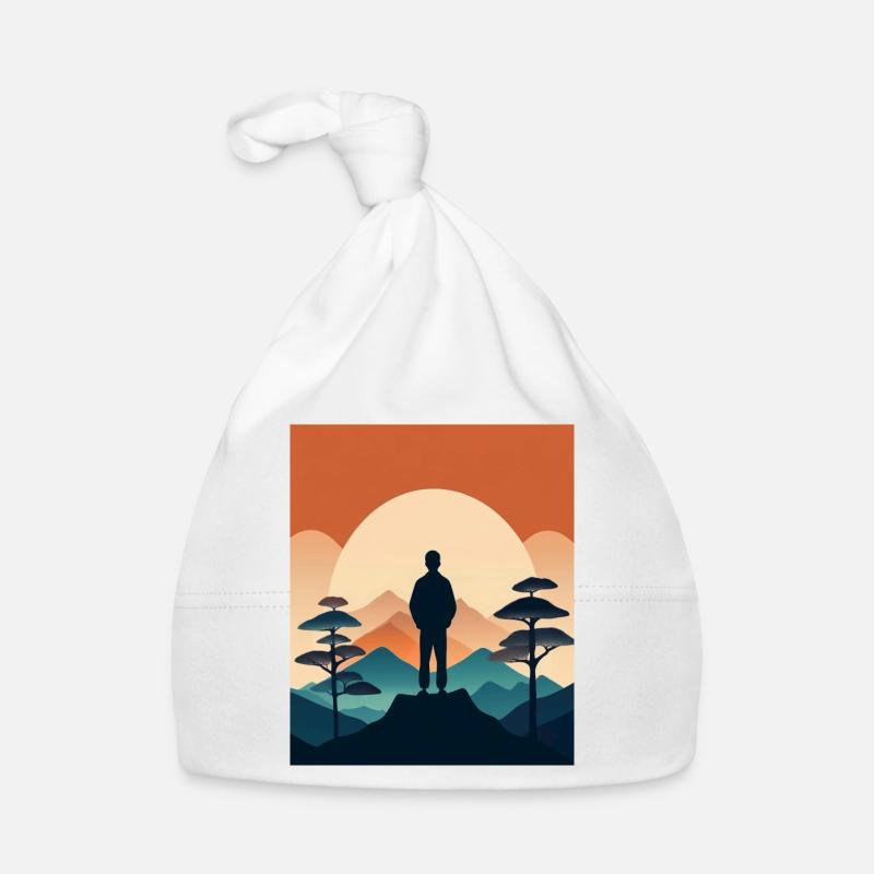 Silhouette on a Mountain at Sunrise Organic Baby Cap