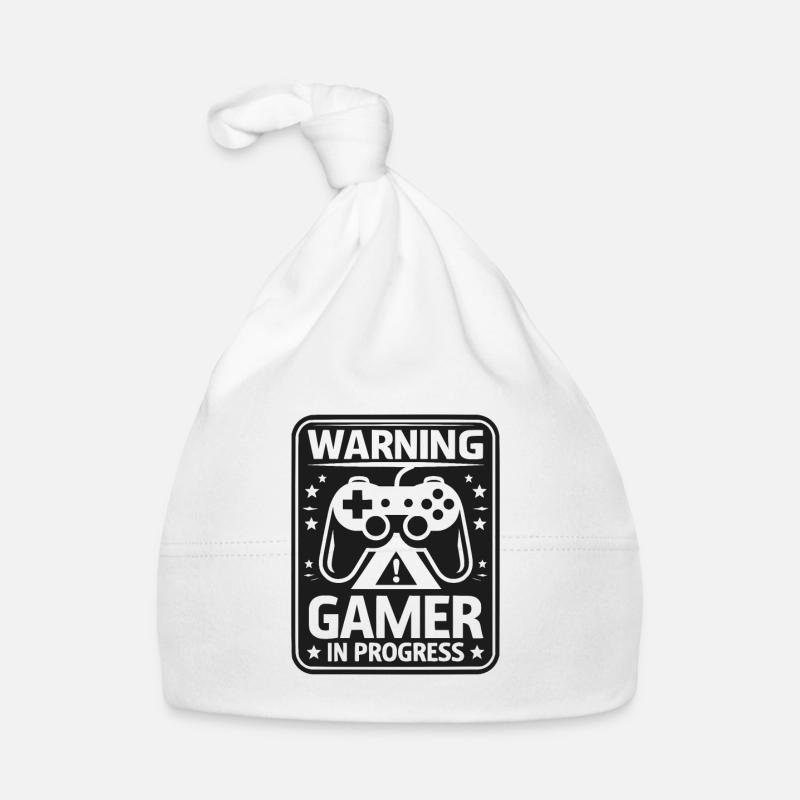 Warning Gamer in Progress Organic Baby Cap