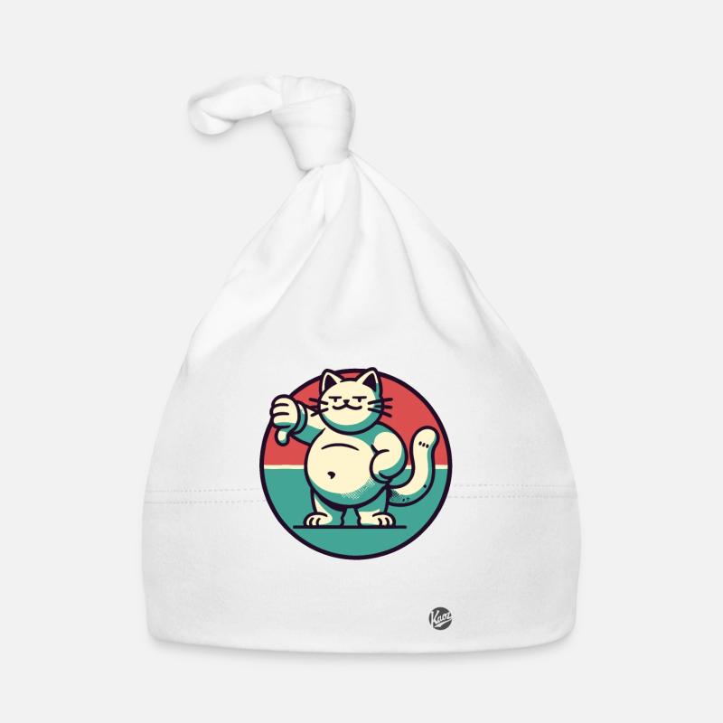 Gros chat avec les pouces vers le bas Bonnet bio Bébé