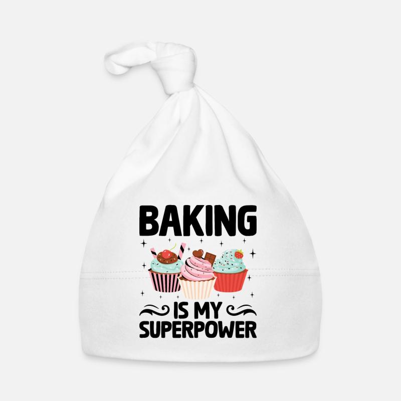 Backen ist meine Superkraft Konditorei Bäcker Bake Bäcker - Baby Bio-Mütze - Weiß