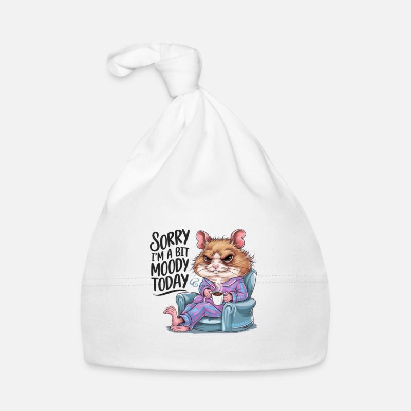 Moody Hamster Grumpy Morning Grouch Coffee Organic Baby Cap