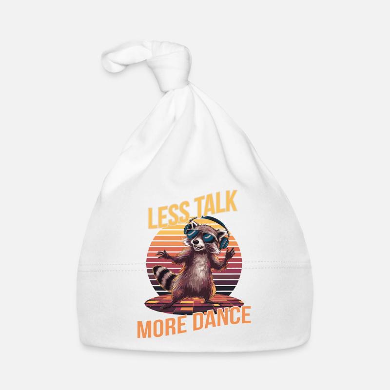 Moins de parler Plus de danse Raton laveur Rétro Design Bonnet bio Bébé