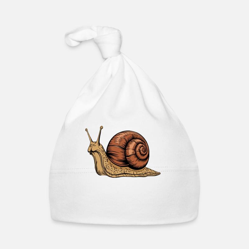 Illustration graphique d’animal d’escargot - Bonnet bio Bébé - blanc