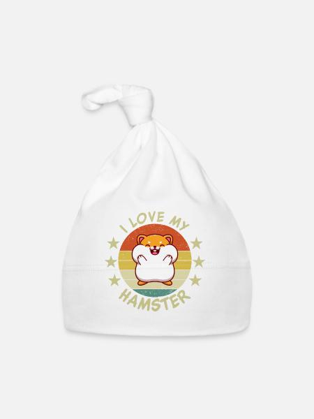 I Love My Hamster | Funny Hamster Saying | - Organic Baby Cap - white - Front