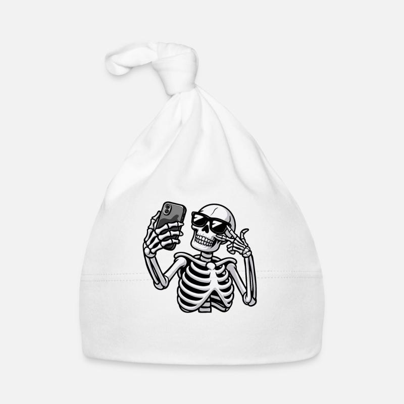 Funny Selfie Skeleton Wearing Sunglasses Scary Organic Baby Cap