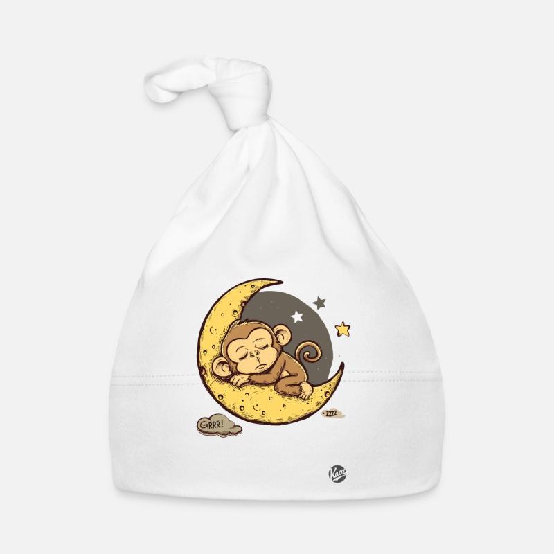Little sleeping monkey with stars and moon Organic Baby Cap