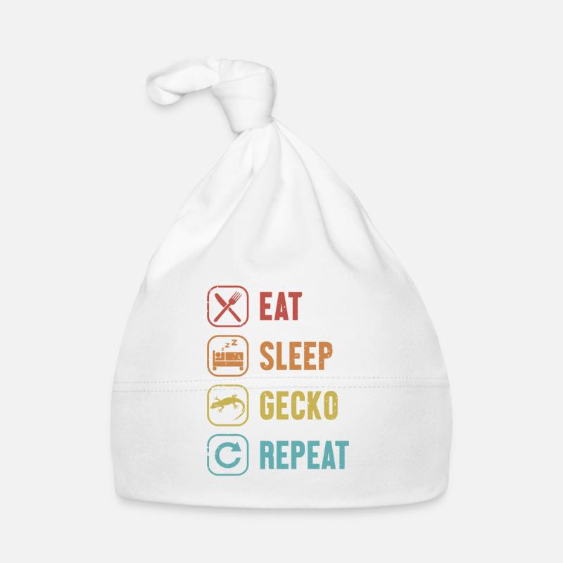 Eat Sleep Gecko Repeat Crested Lizard Gekkota Organic Baby Cap