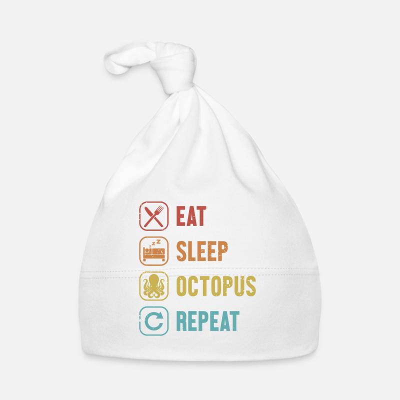 Eat Sleep Octopus Repeat Cephalopoda Octopodes Organic Baby Cap