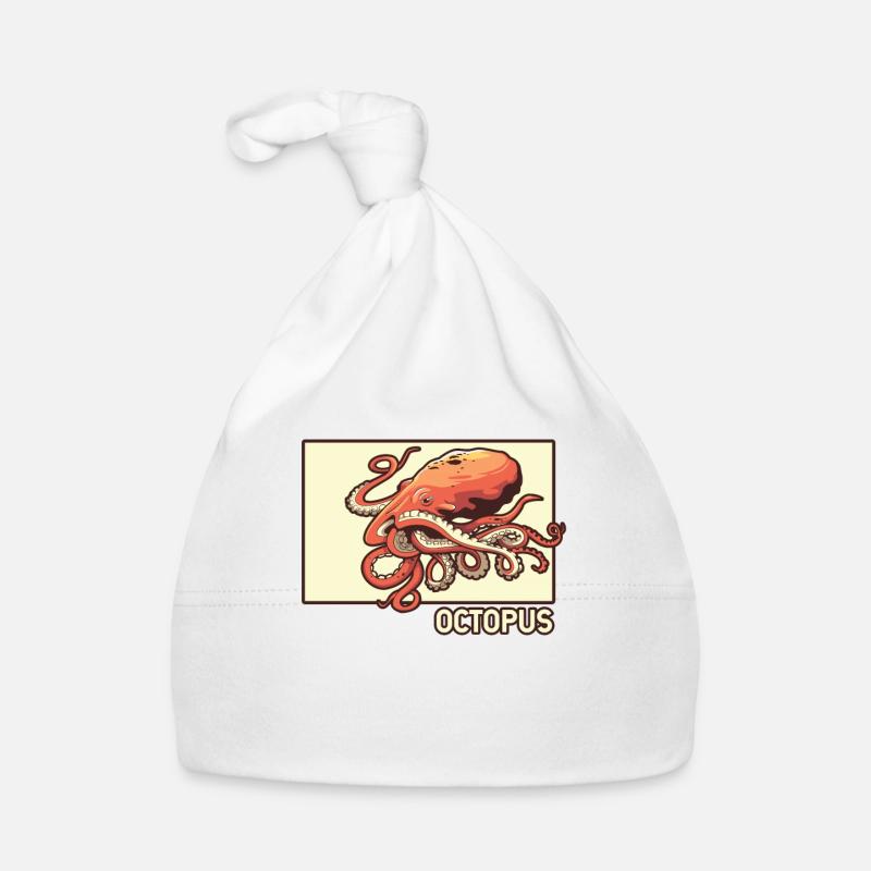 Octopus Doodle Chinese Hanzi Octopodes Octopoda Organic Baby Cap