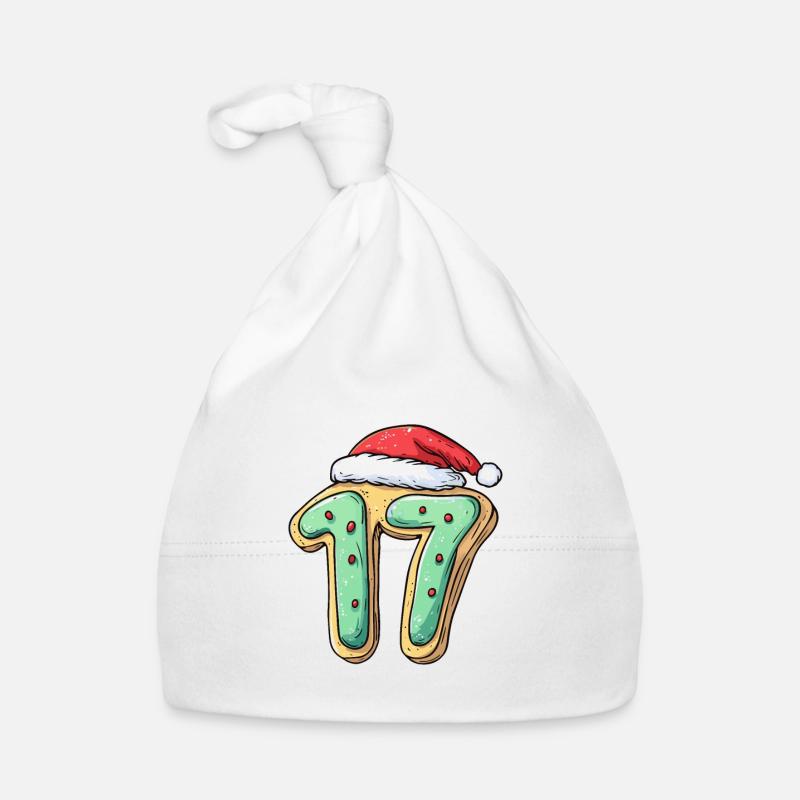 17 Number Christmas Cookie Organic Baby Cap