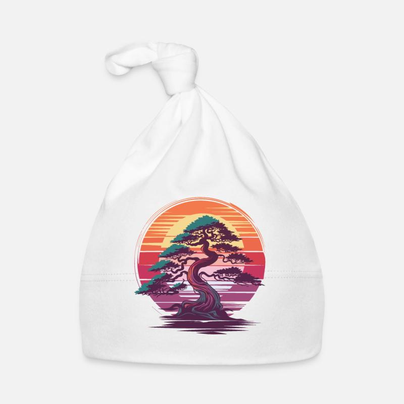Bonsai Tree Sunset Zen Nature Relaxation Design Organic Baby Cap
