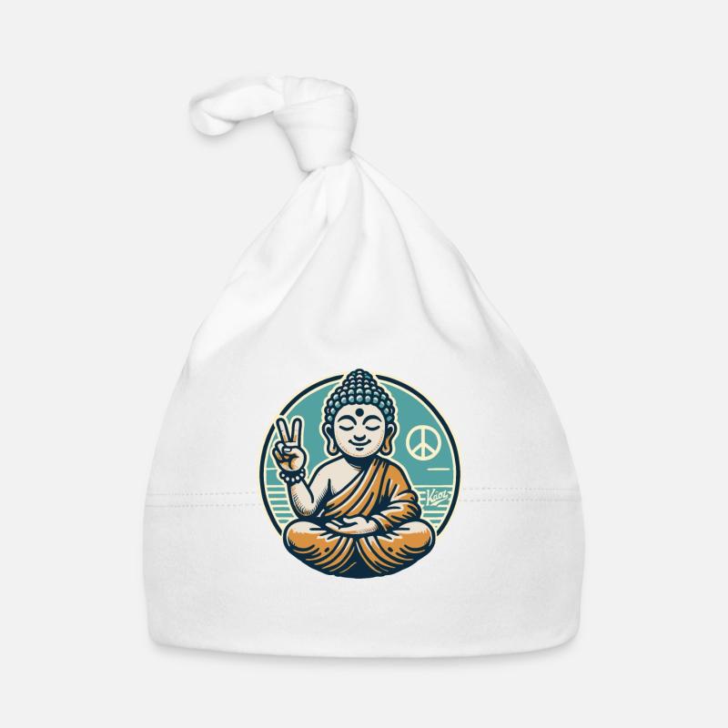 Signe de paix pour Bouddha de la paix - Bonnet bio Bébé - blanc