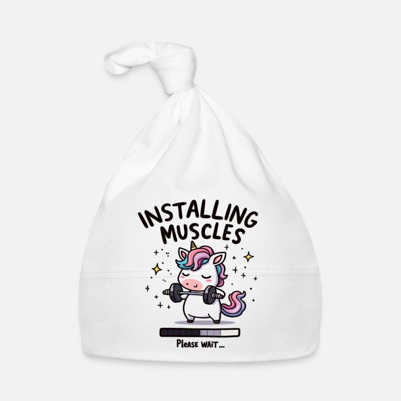 Installing Muscles Please Wait Weight Training Einhon Organic Baby Cap