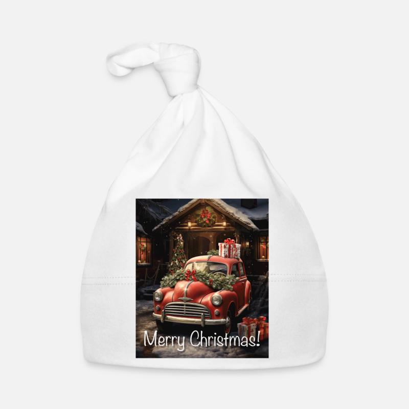 Fun Cute Retro Christmas Classic Style Motor Car Organic Baby Cap