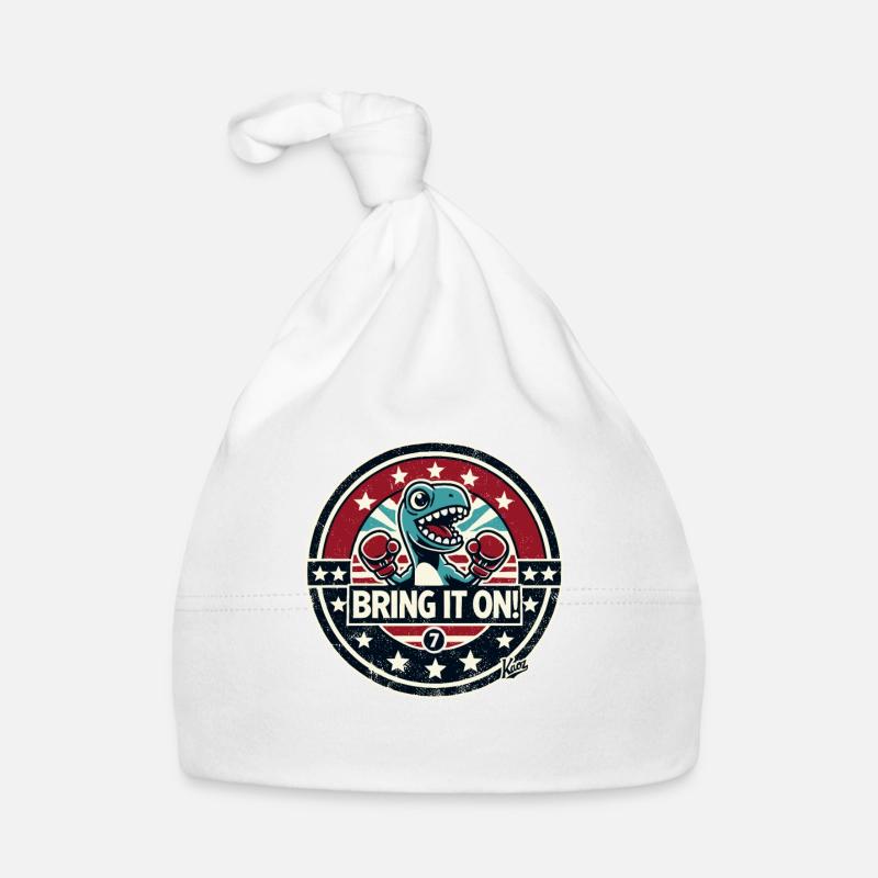 Little dinosaur boxer: "Come on!" Organic Baby Cap