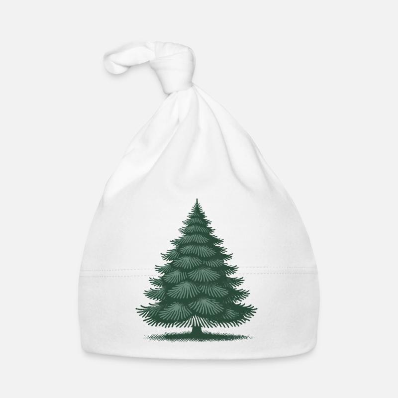 Festive Christmas tree illustration Organic Baby Cap
