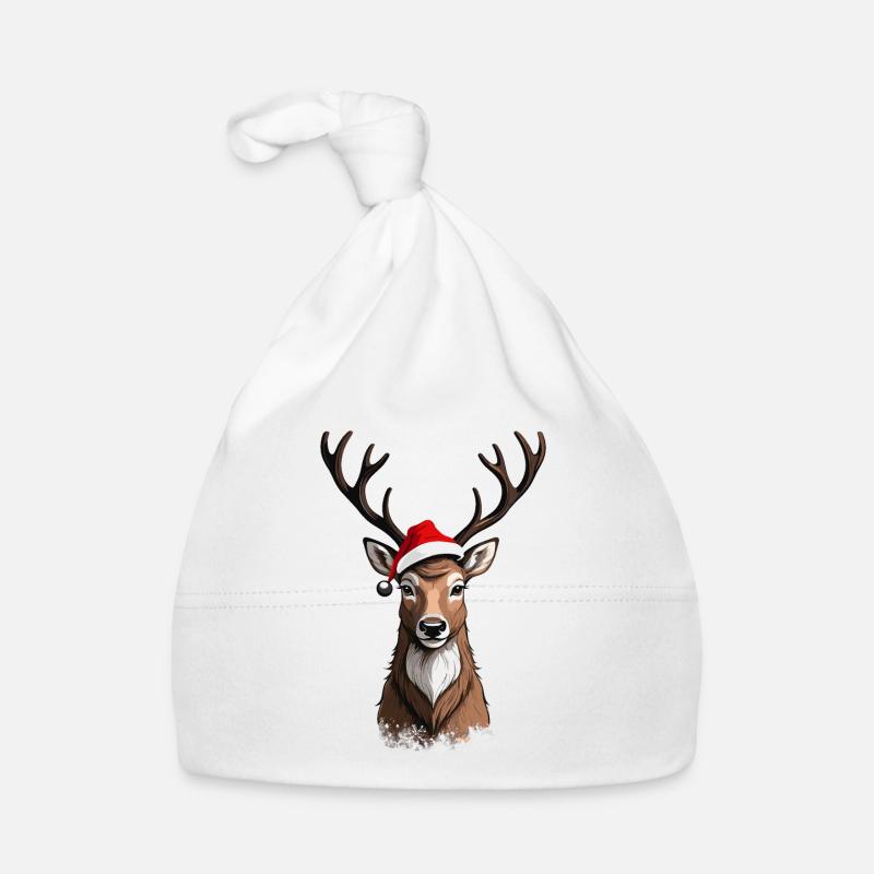Renne de Noël avec chapeau de Noël Bonnet bio Bébé