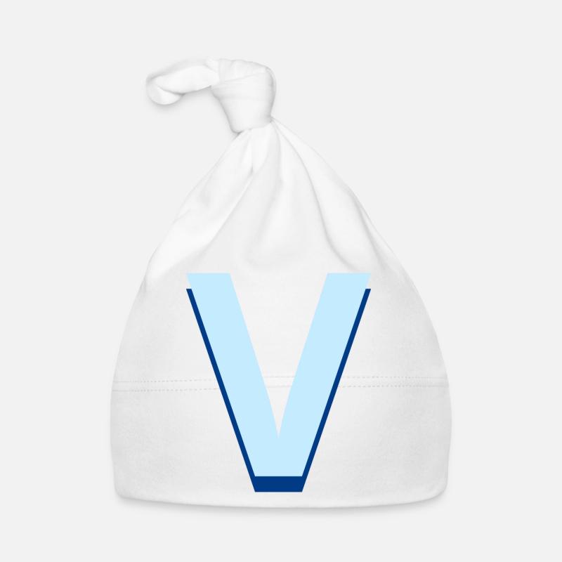 Lettre v bleu pop et moderne Bonnet bio Bébé