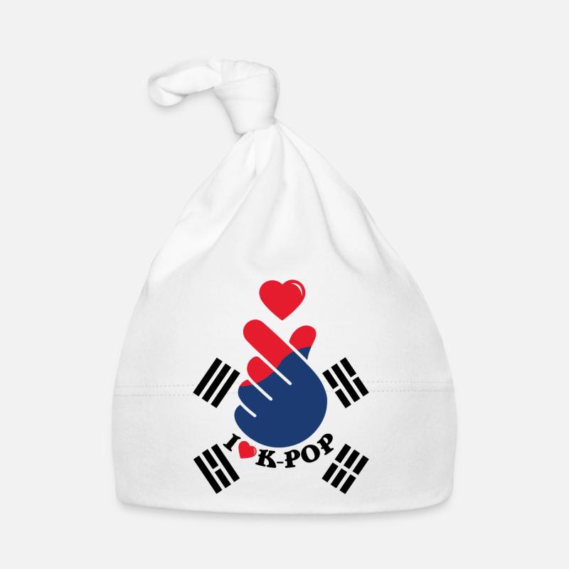 I Love K-Pop Heart Hand Gesture Flag Organic Baby Cap